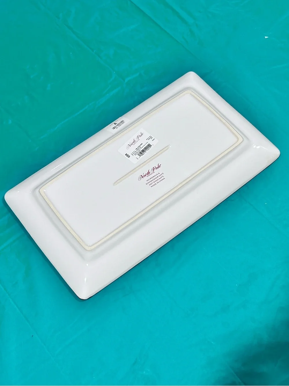 North Pole Trading Co Holly Berry Cardinal Ceramic Serving Platter Tray 14x8 NEW